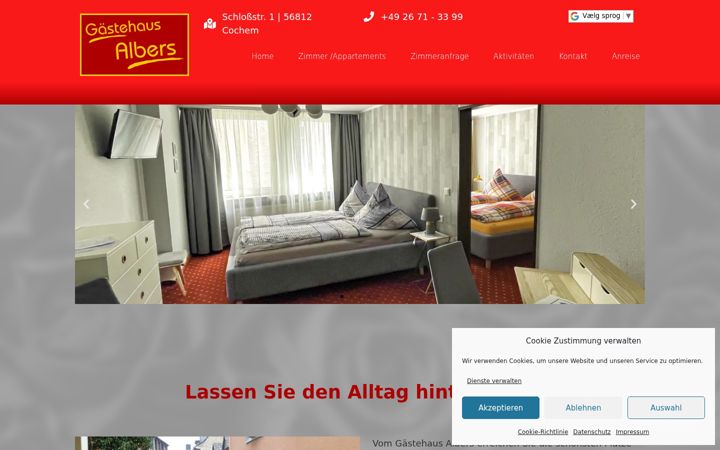 Skjermbilde av gaestehaus-albers.de
