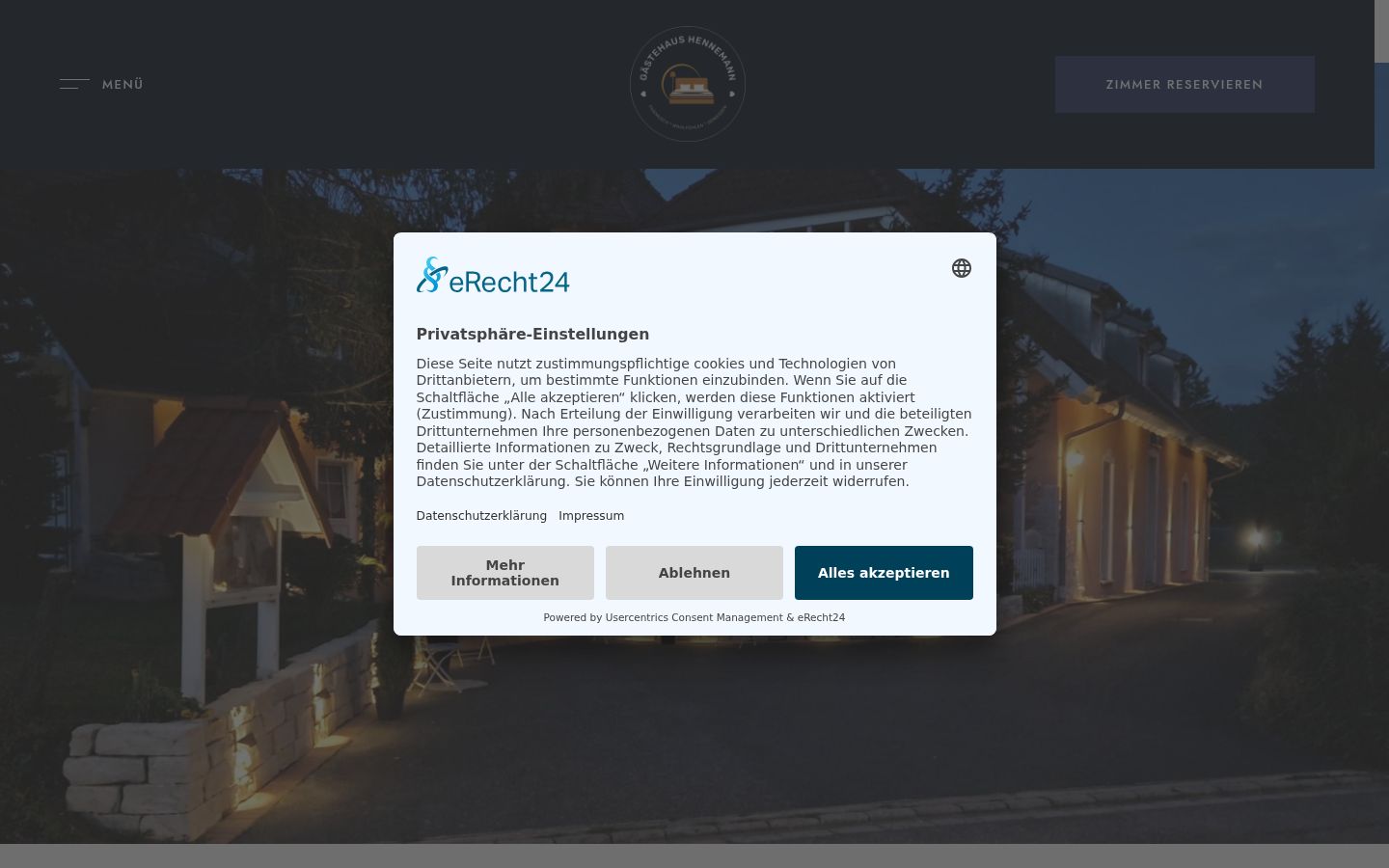 Screenshot del banner di consenso mostrato prima di qualsiasi interazione