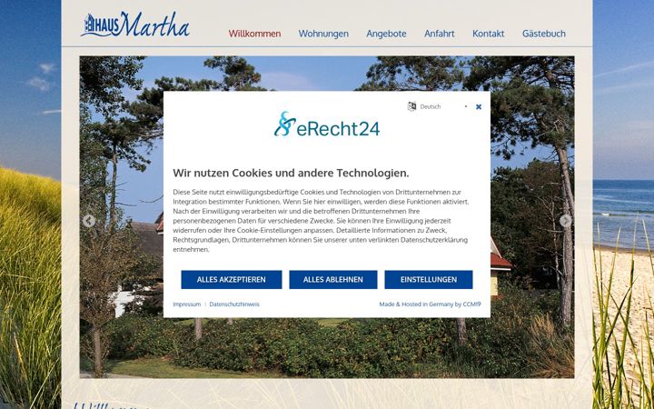 Screenshot of gaestehaus-martha.de