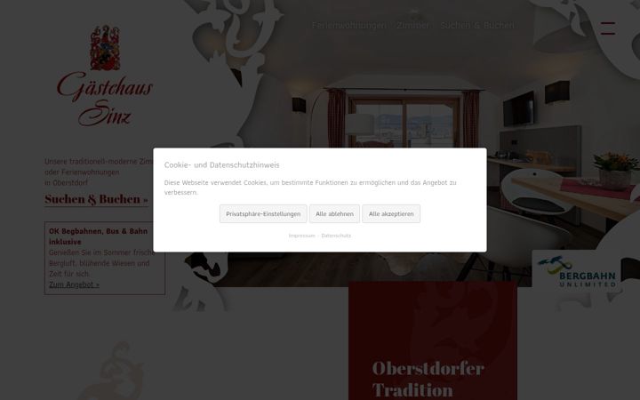 Screenshot of gaestehaus-sinz.de