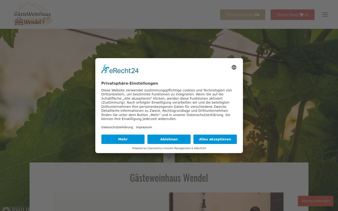 Screenshot del banner di consenso mostrato prima di qualsiasi interazione