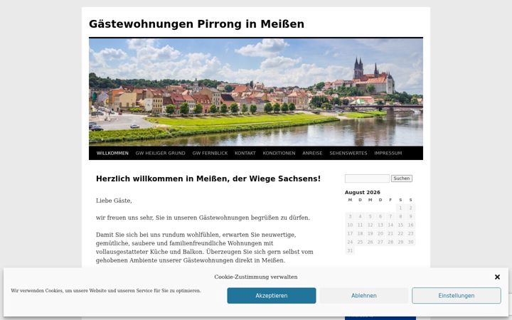 Screenshot of gaestewohnung-pirrong.de
