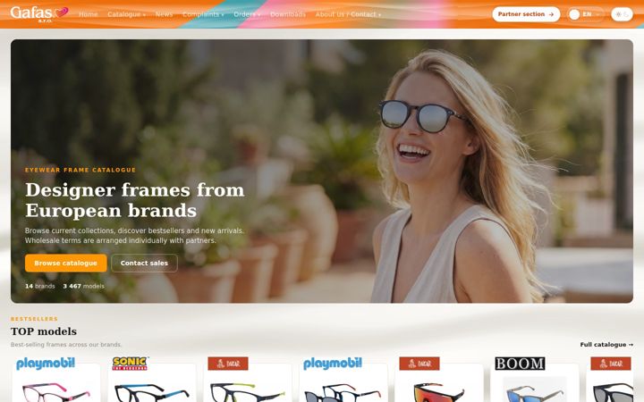Screenshot of gafas.cz
