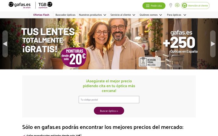 Screenshot of gafas.es