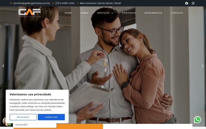 Screenshot of gafengenharia.com.br
