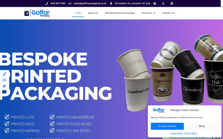 Skærmbillede af gaffarpackaging.co.uk