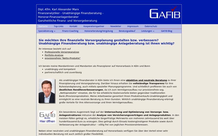 Screenshot of gafib.de