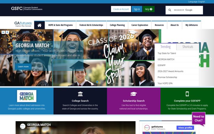 Screenshot of gafutures.org