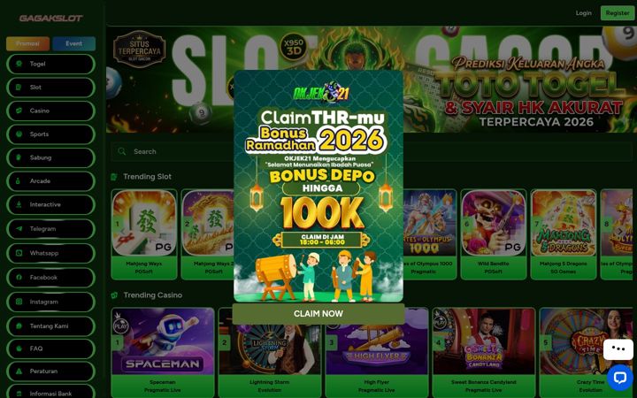 Screenshot of gagakslots.com
