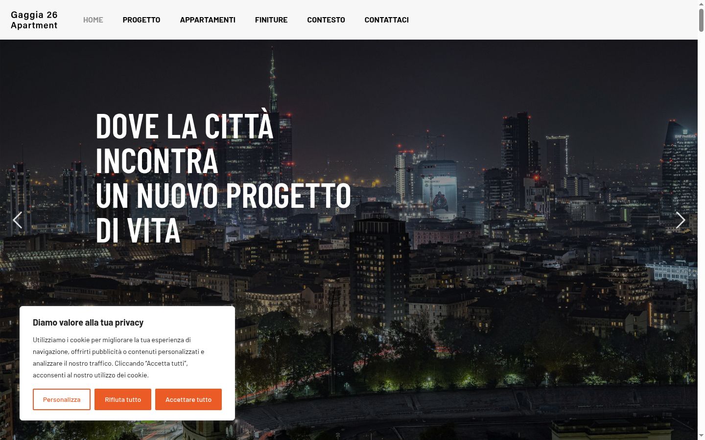 Screenshot del banner di consenso mostrato prima di qualsiasi interazione