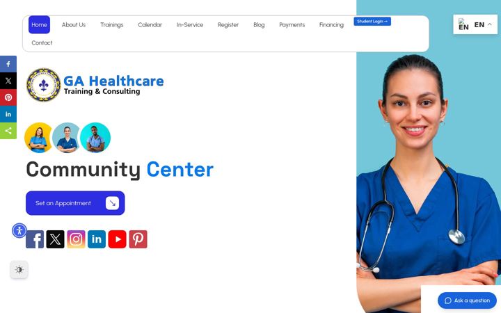 Screenshot of gahealthcaretraining.com