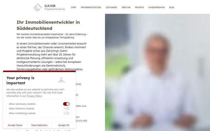 Screenshot of gahm-projektentwicklung.de
