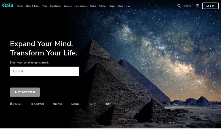 Screenshot of gaia.com