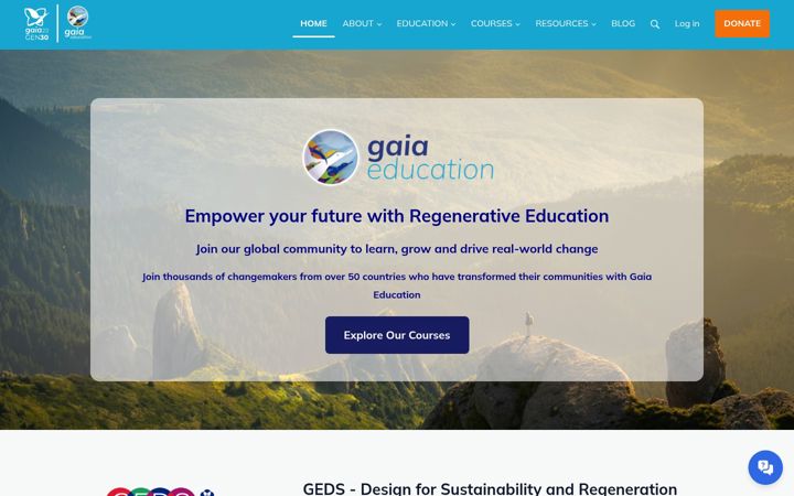 Screenshot of gaiaeducation.org
