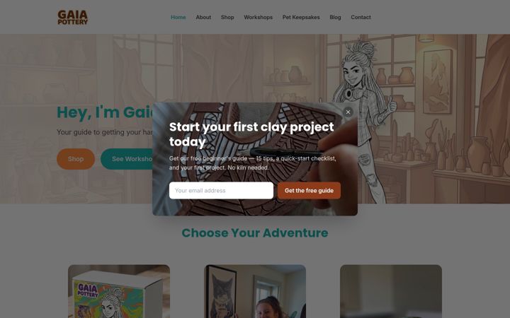 Screenshot of gaiapottery.store