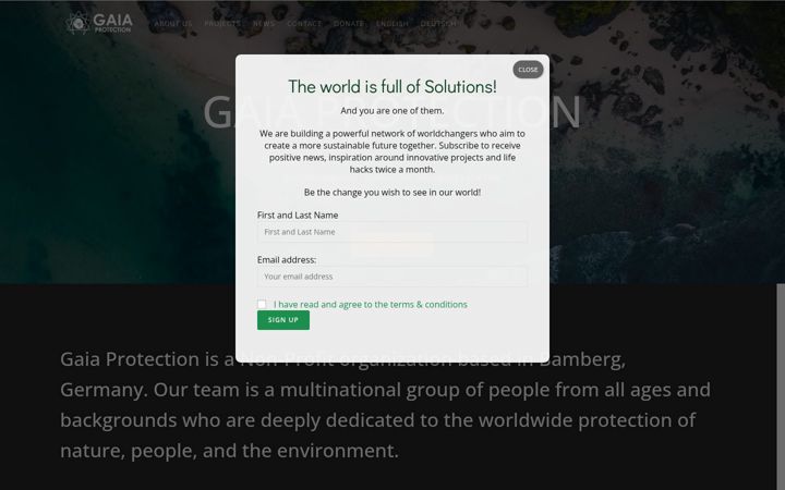 Screenshot of gaiaprotection.org