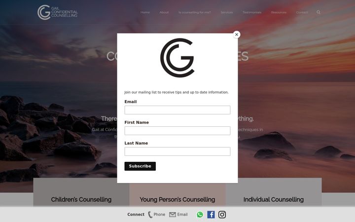 Screenshot of gailconfidentialcounselling.com