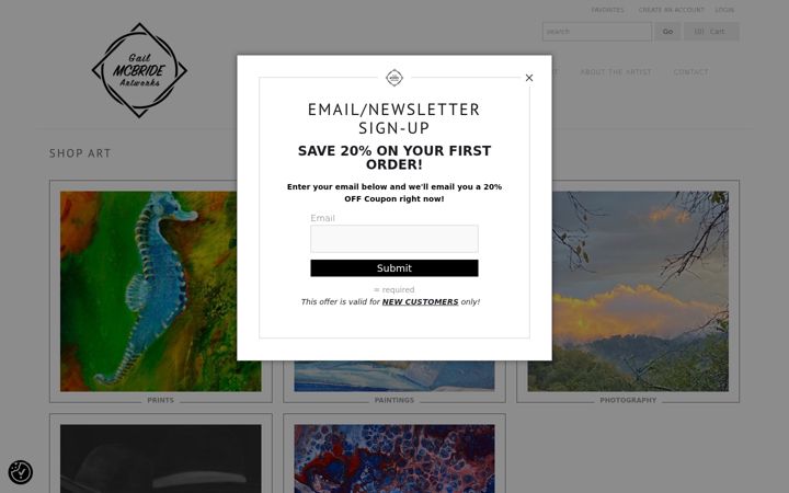 Screenshot of gailsartwork.com