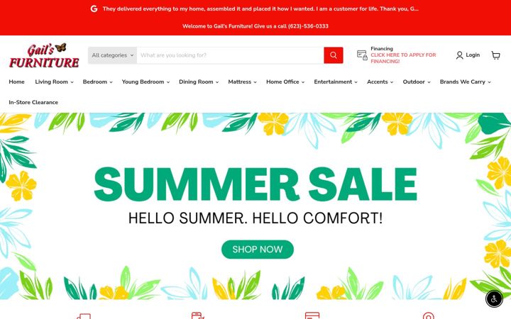 Screenshot of gailsfurniture.com