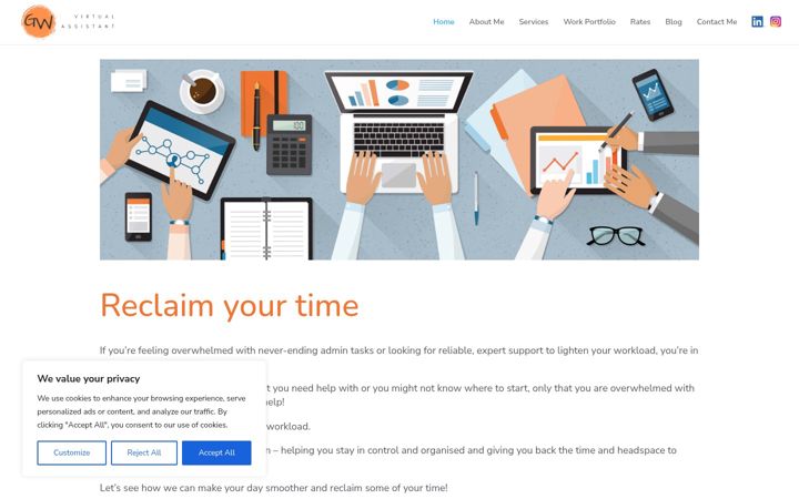 Screenshot of gailwhincup.co.uk