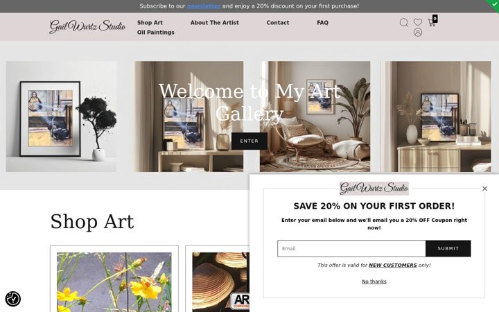 Screenshot of gailwurtzstudio.com