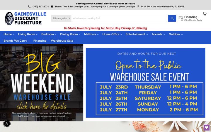 Screenshot of gainesvillediscountfurniture.com