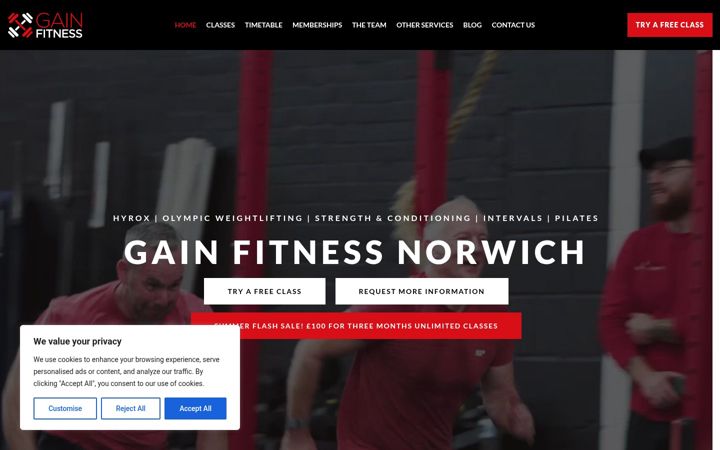 Screenshot of gainfitness.co.uk