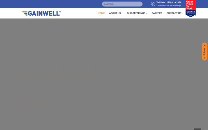 Screenshot of gainwellindia.com