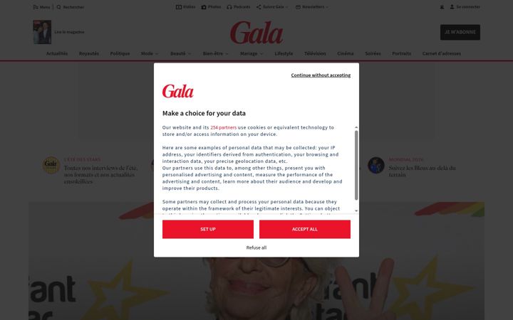 Skjermbilde av gala.fr
