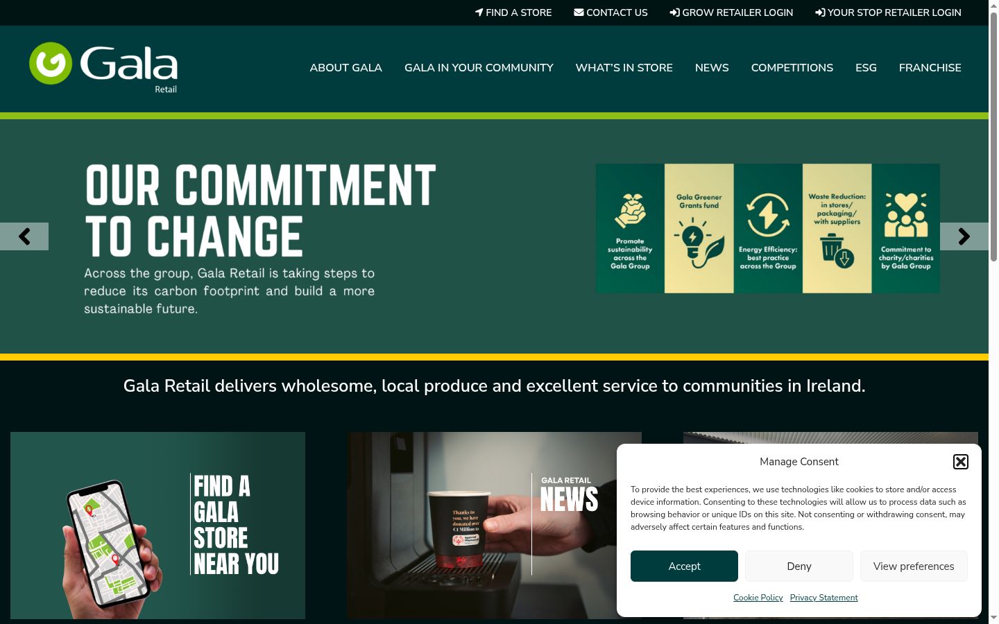 Screenshot of the consent banner shown before any interaction