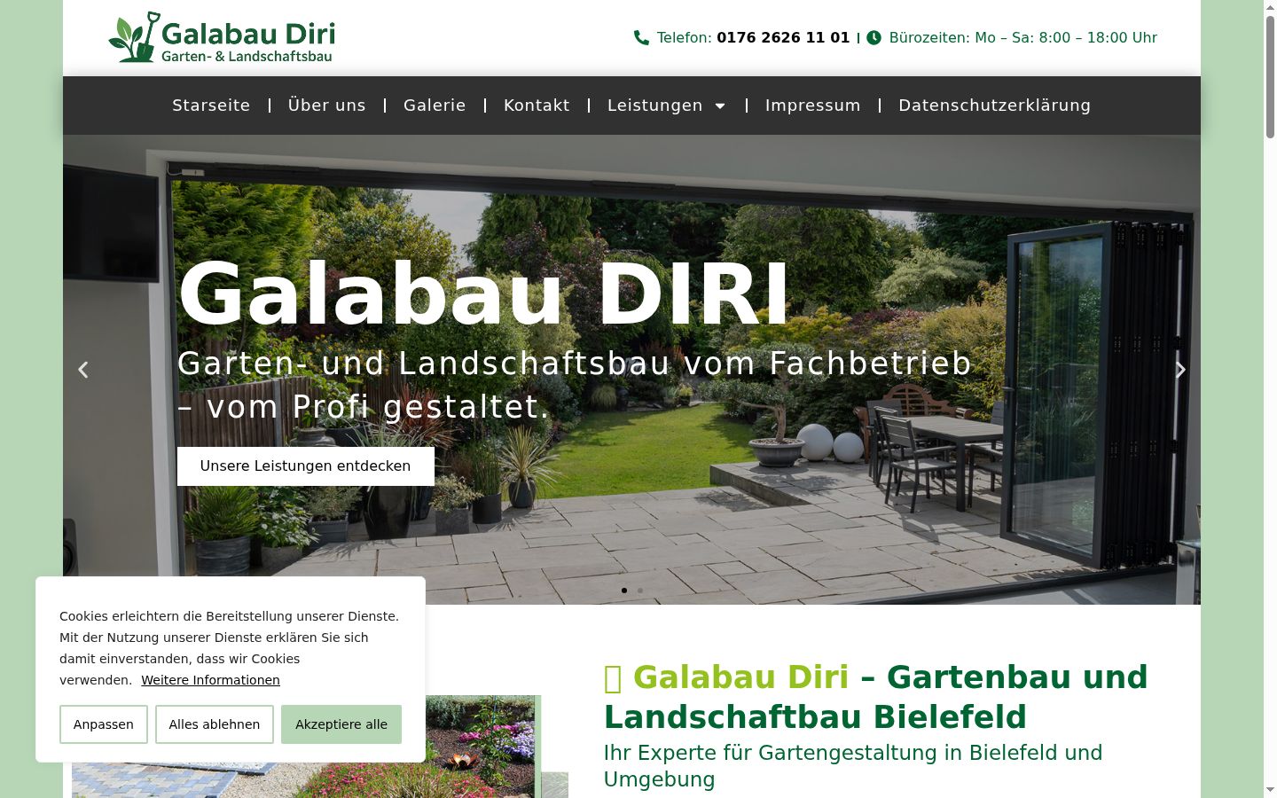 Screenshot des Einwilligungsbanners vor jeglicher Interaktion