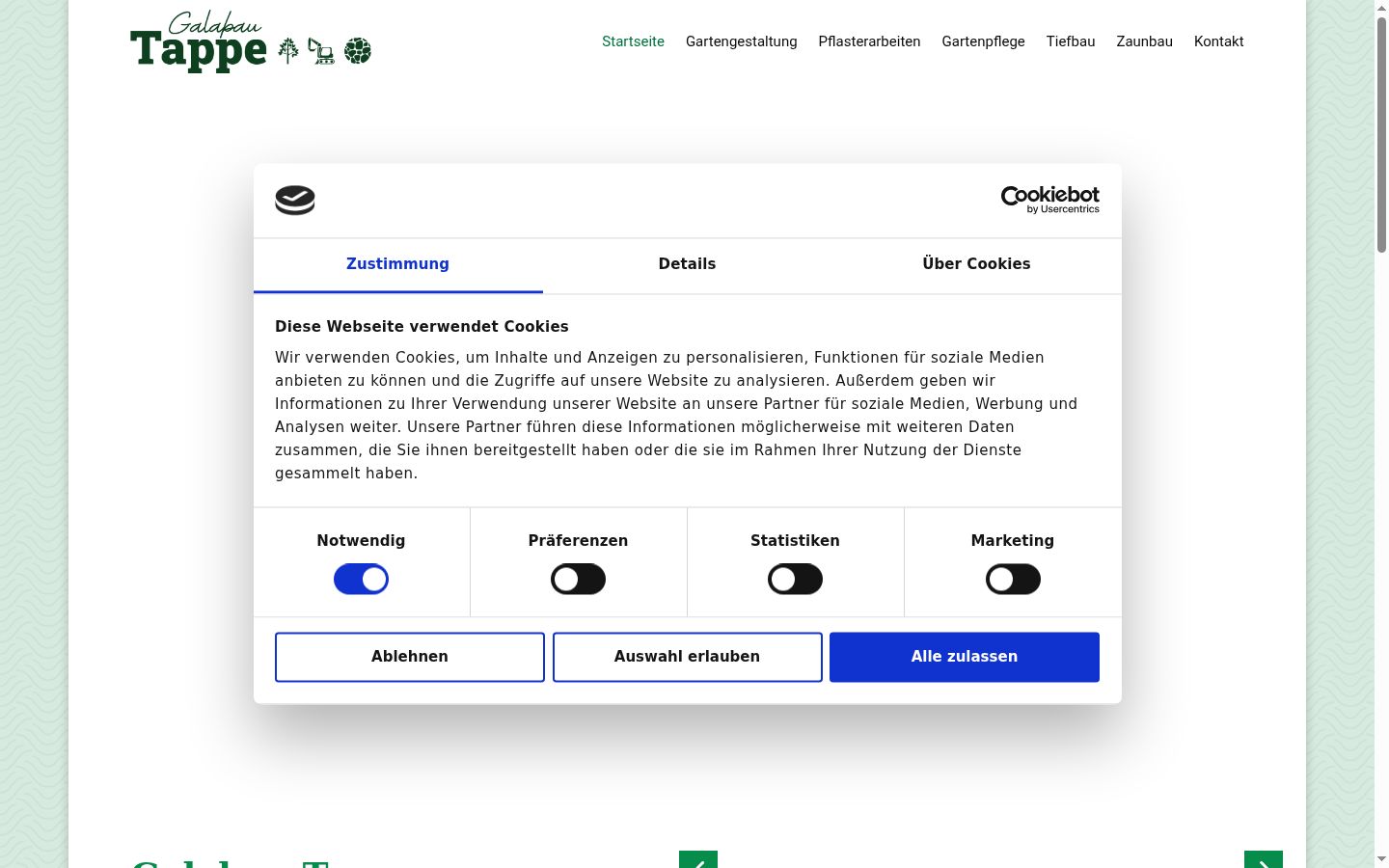 Screenshot of the consent banner shown before any interaction