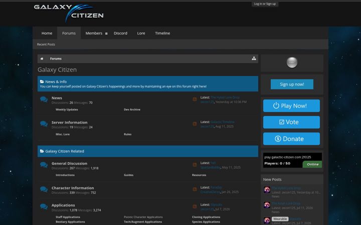 Screenshot of galactic-citizen.com