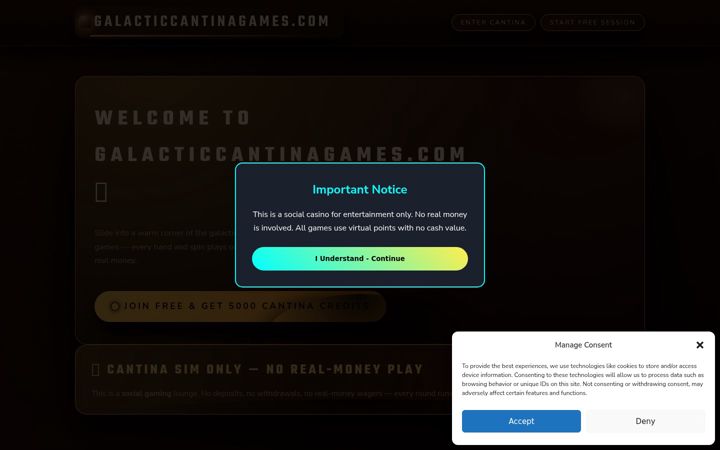 Screenshot of galacticcantinagames.com