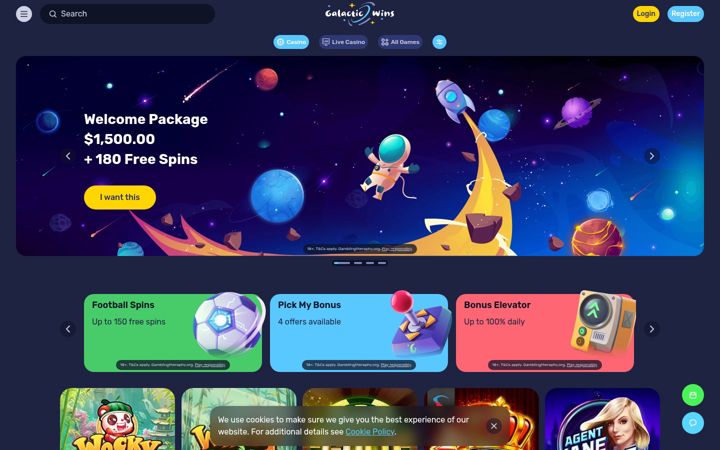 Screenshot of galacticwins.com