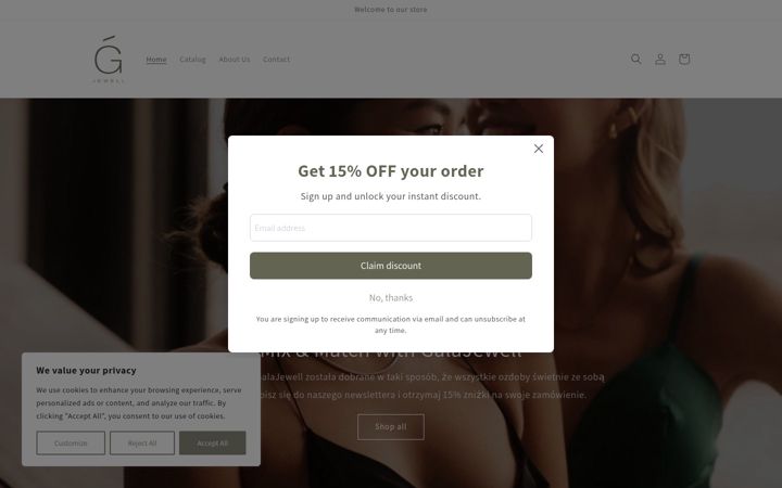 Screenshot of galajewell.com
