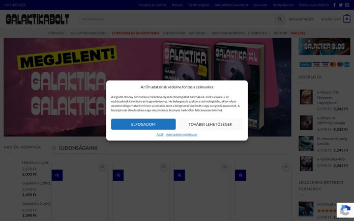 Screenshot of galaktikabolt.hu