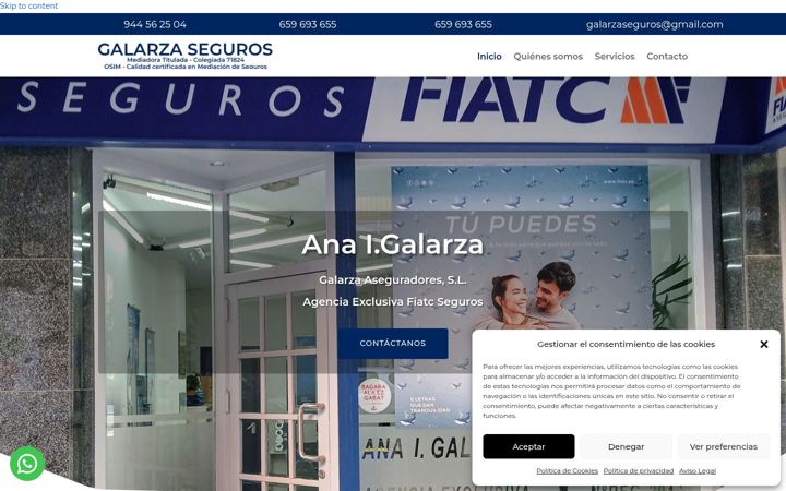 Screenshot of galarzaseguros.es