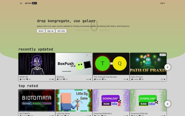Screenshot of galaxy.click