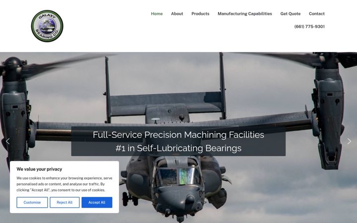 Screenshot of galaxybearing.com