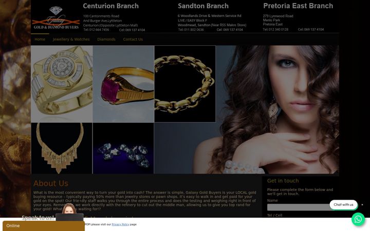 Screenshot of galaxygoldbuyers.co.za