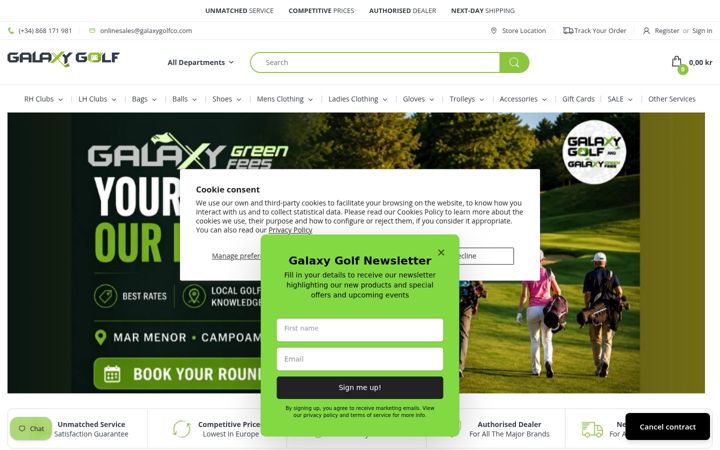 Screenshot of galaxygolfco.com