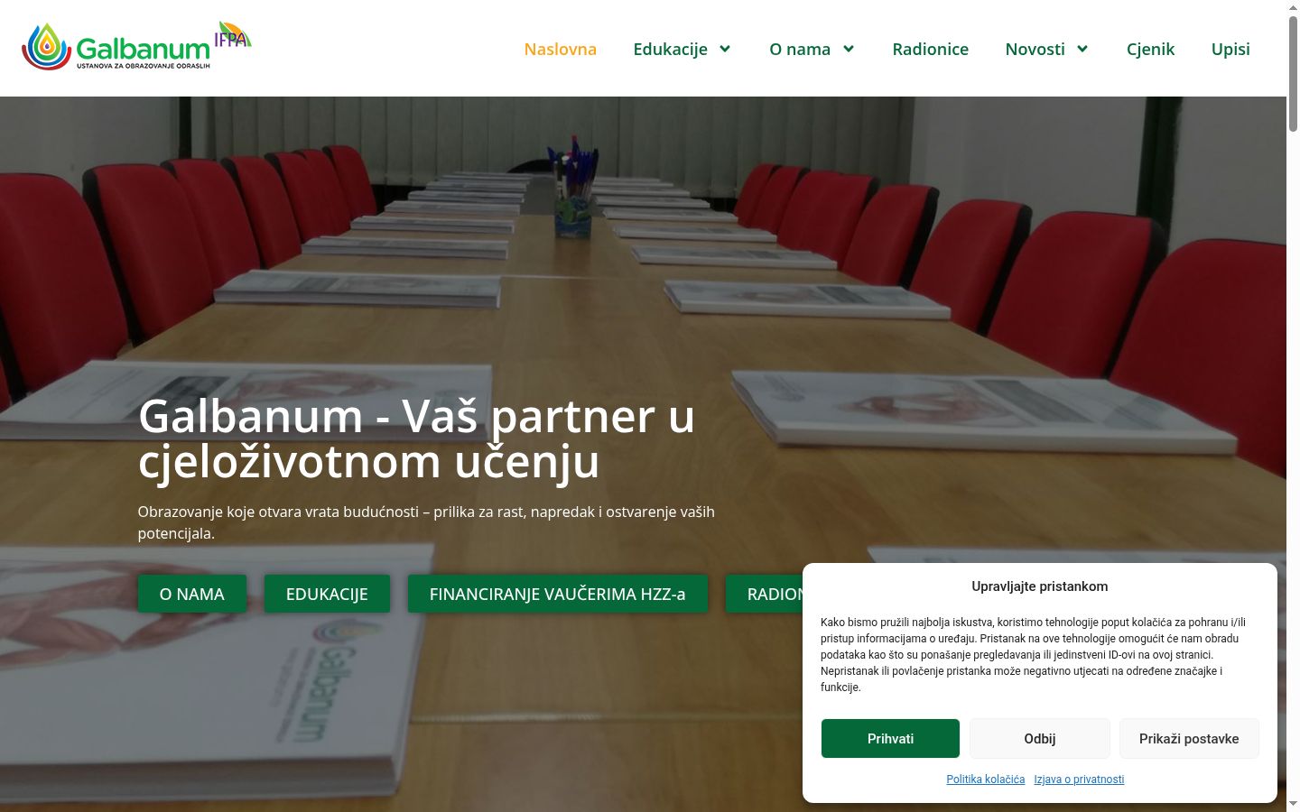 Sutikimo reklamjuostės, rodytos prieš bet kokią sąveiką, ekrano kopija