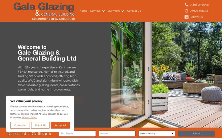 Screenshot of galeglazing.com