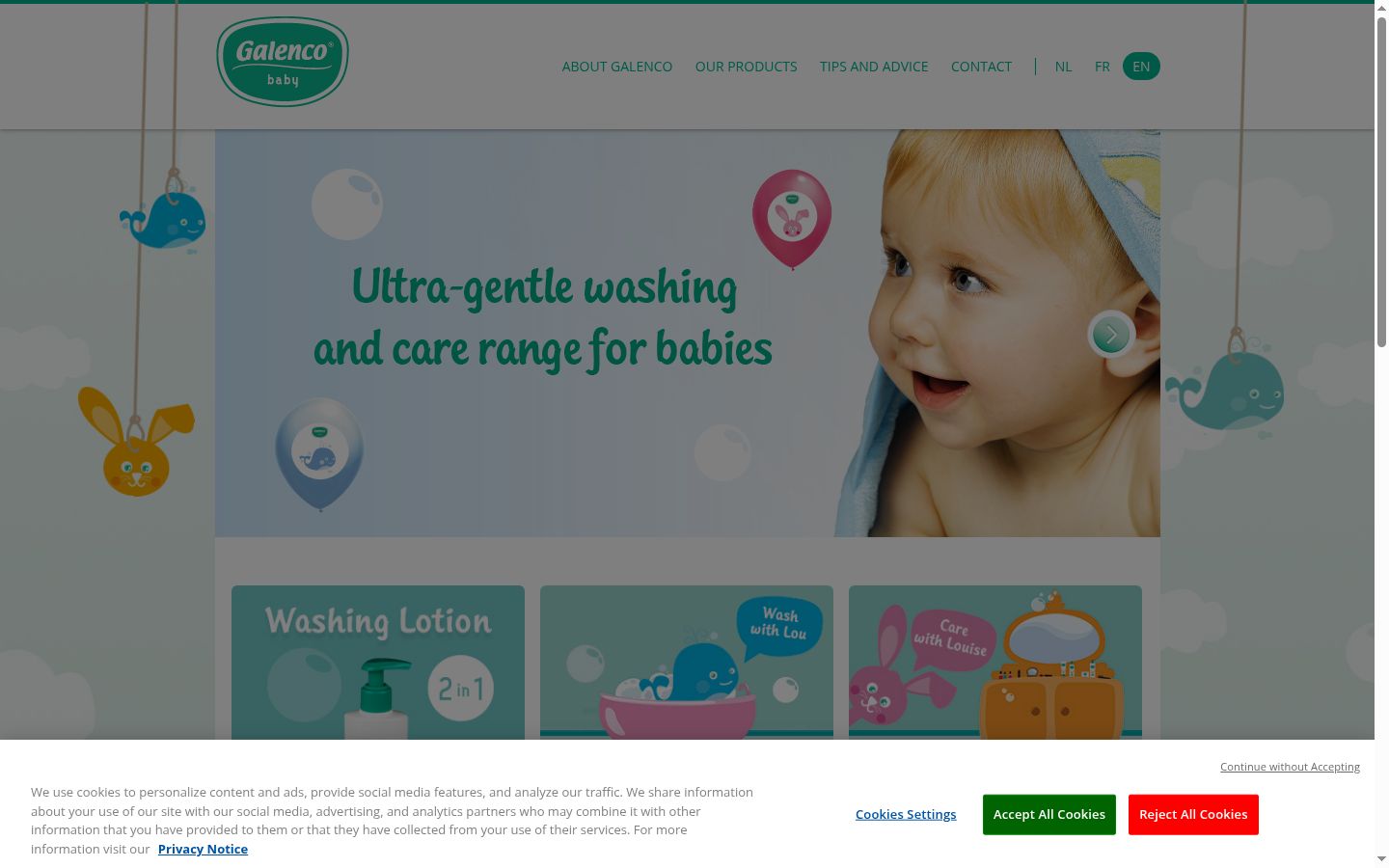 Sutikimo reklamjuostės, rodytos prieš bet kokią sąveiką, ekrano kopija