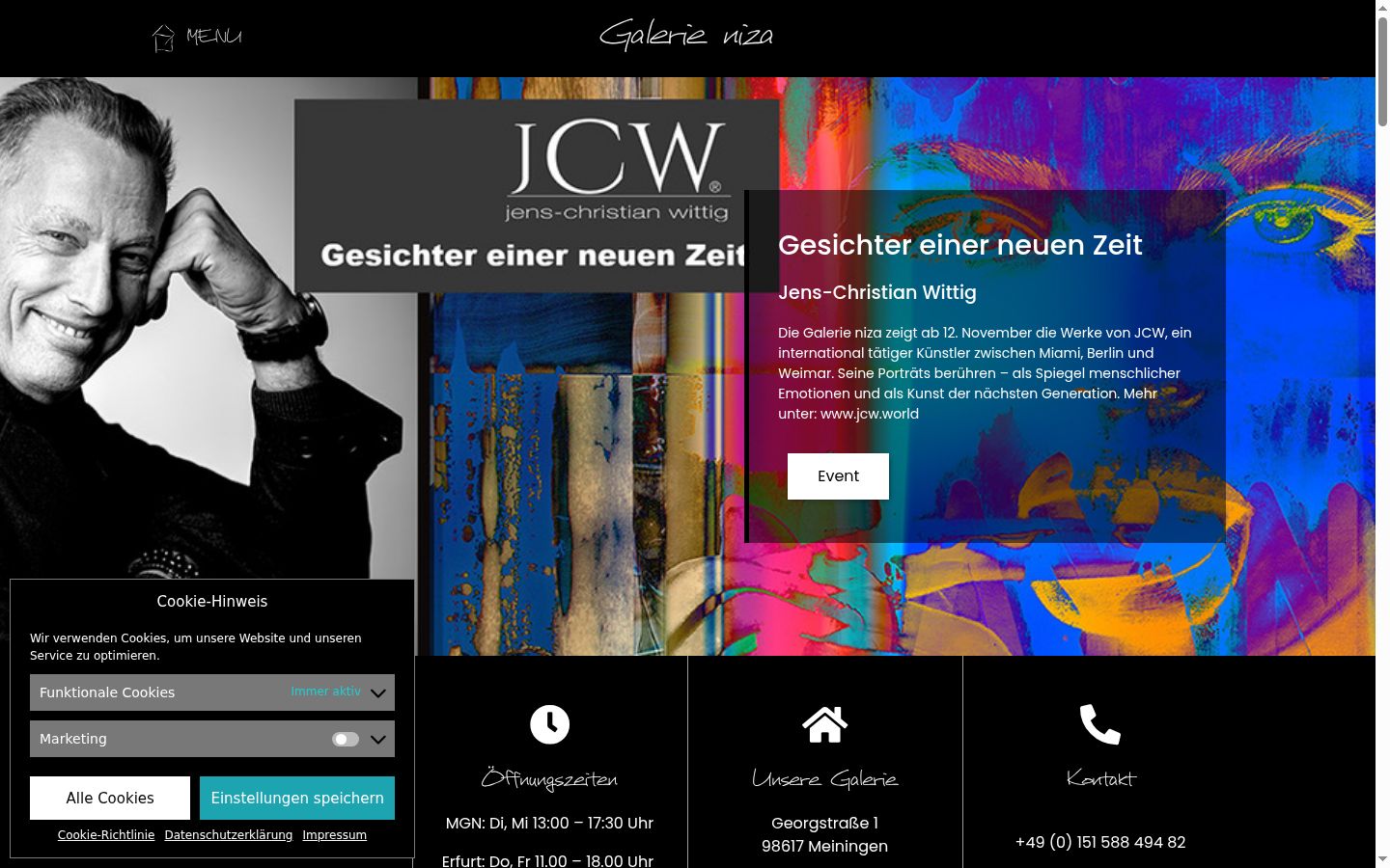 Screenshot des Einwilligungsbanners vor jeglicher Interaktion