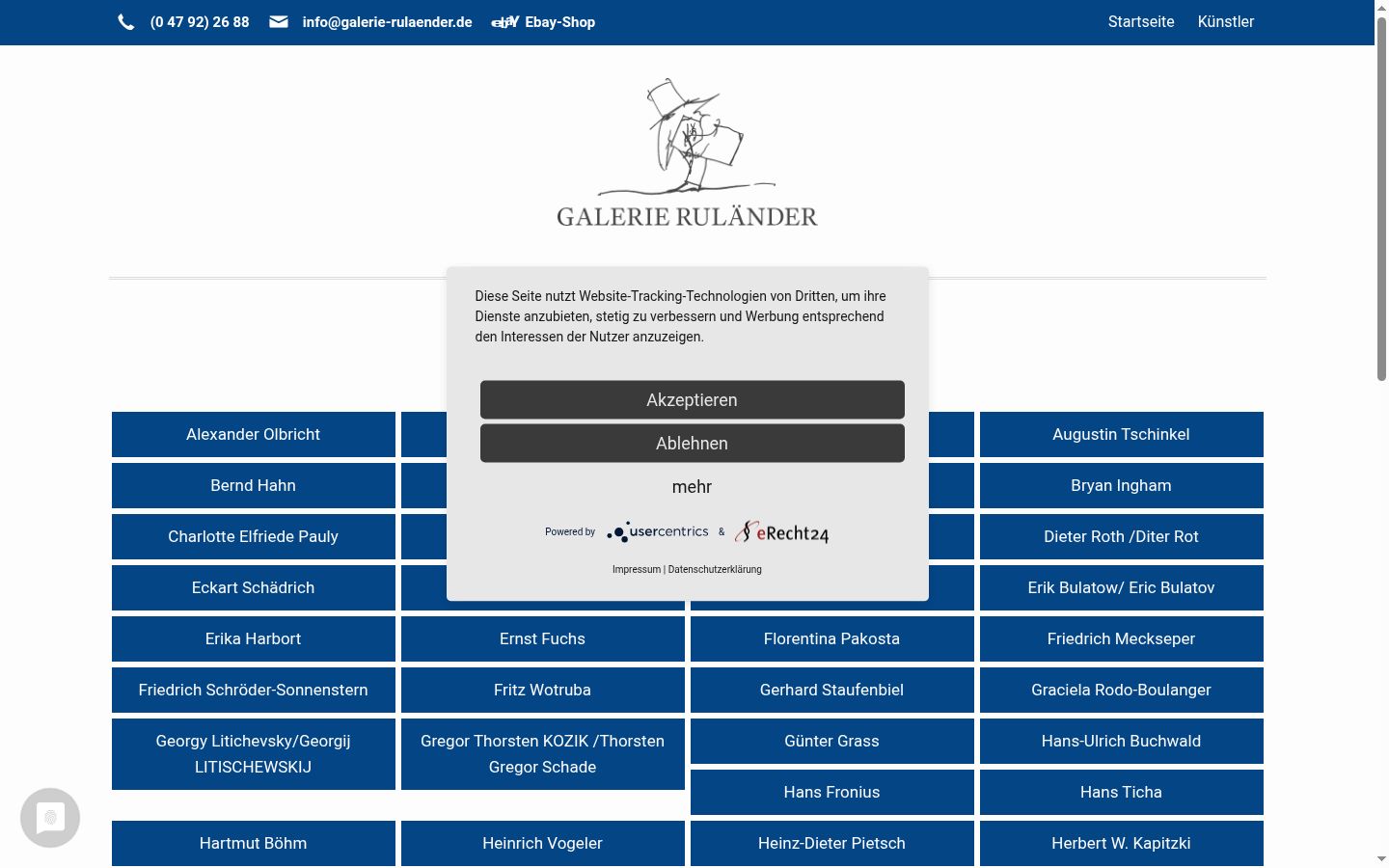 Screenshot des Einwilligungsbanners vor jeglicher Interaktion