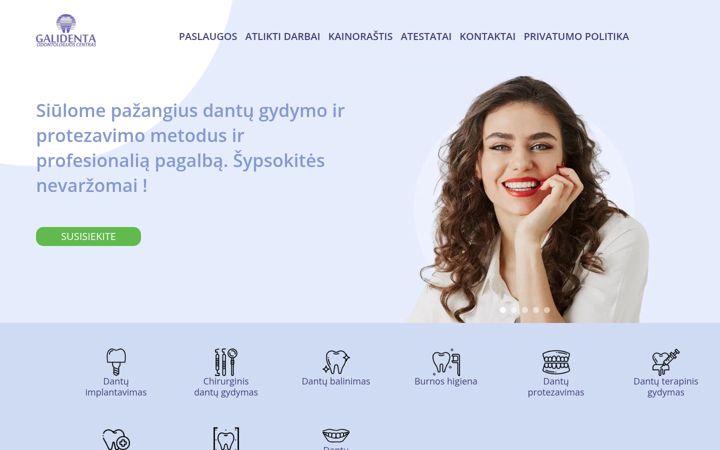 Snímek obrazovky galidenta.lt