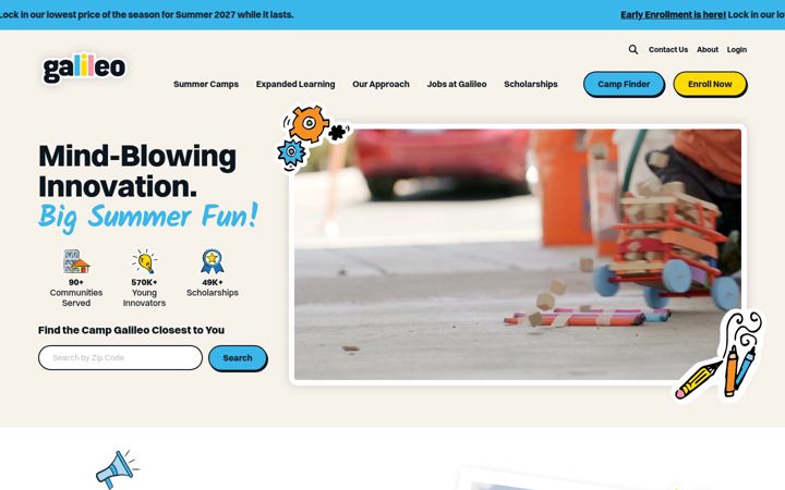 Screenshot of galileo-camps.com