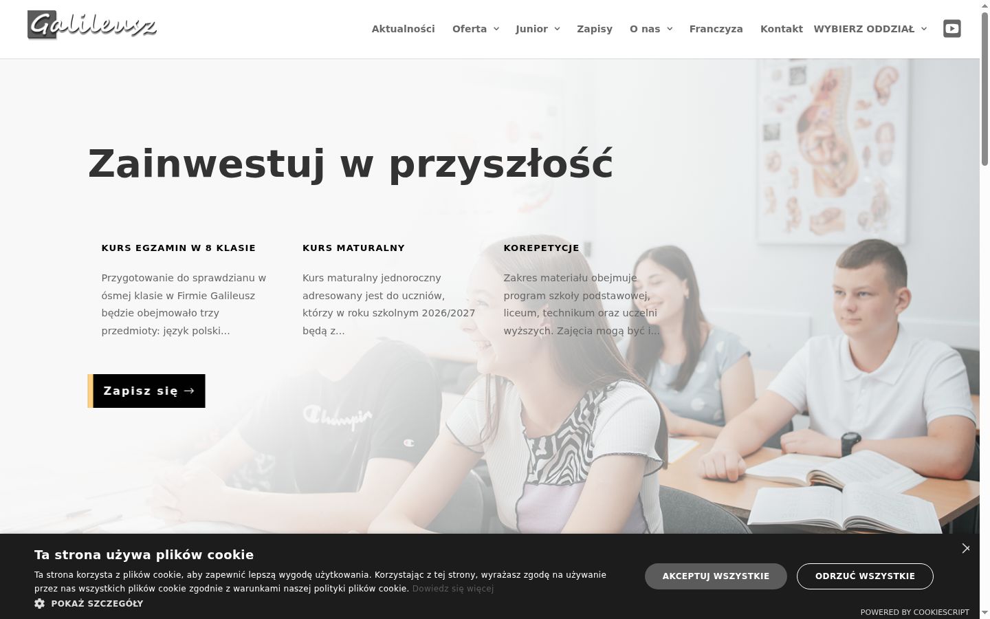 Zrzut ekranu banera zgody wyświetlanego przed jakąkolwiek interakcją